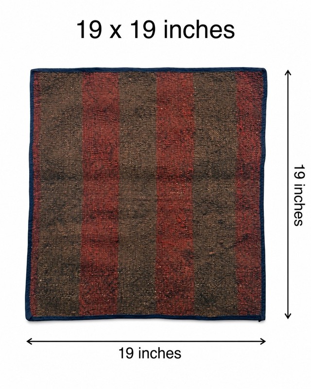 Vintage Afghan Wool Silk Kilim Rug Mat Handmade Tribal Striped Brown Red 19x19 gallery