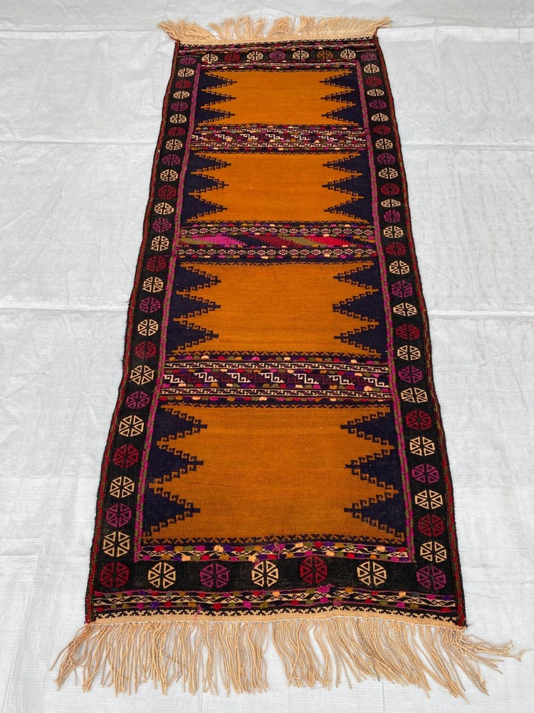 2x6 ft Turkmen Handwoven Afghan Runner Hallway Antique Tribal Traditional Kilim