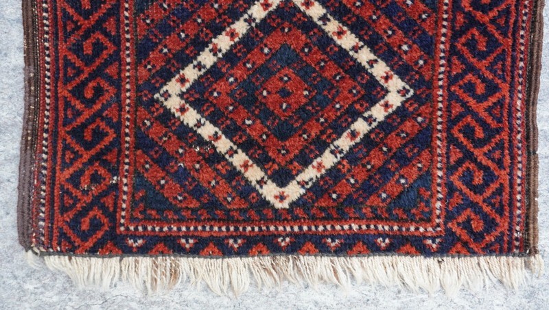 Antique Baluchh Bagface Hand Knotted 100% Wool Veg. Dyes Tribal Rug 1'4" x 2'3" gallery