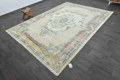 Oushak Turkish Vintage Rug 7×10 Kilim Rug Anatolian Handmade Boho Decor BEIGE