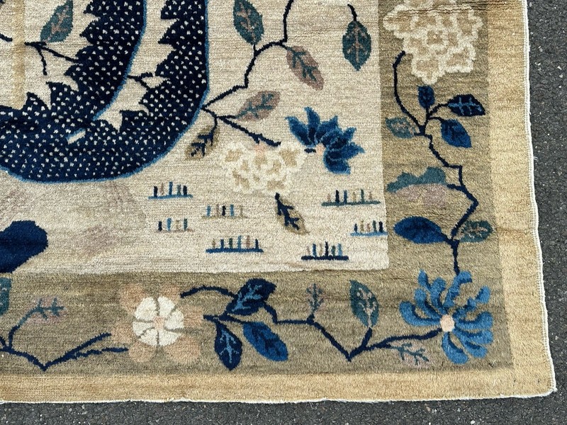 Ci 1920's ANTIQUE ART DECO CHINESE RUG 5.2x7.6 PHOENIX BIRD DESIGN ONE OF A KIND gallery