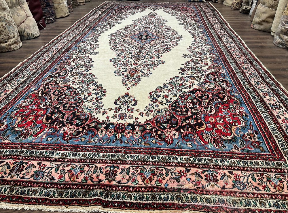 Palace Size Per'sian Rug 10 x 21 Antique Bibikabad Carpet Handmade Antique Ivory