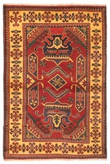 Vintage Dark Red Traditional 4’0″ x 5’9″ Hand-Knotted Oriental Wool Area Rug