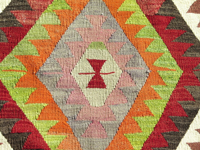 Turkish Kilim Wool Rug, Area Rugs, Handmade Floor Carpet, Large Teppich 68"x111" gallery