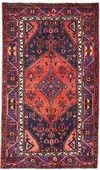 Vintage Oriental Rug Orange-Red Geometric Carpet Home Studio Office 4X7 ft