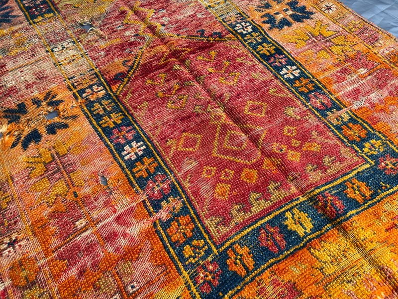 Antique Caucasian Prayer Rug Distressed Low Pile Hand Knotted Vintage 3.5x5.5FT gallery