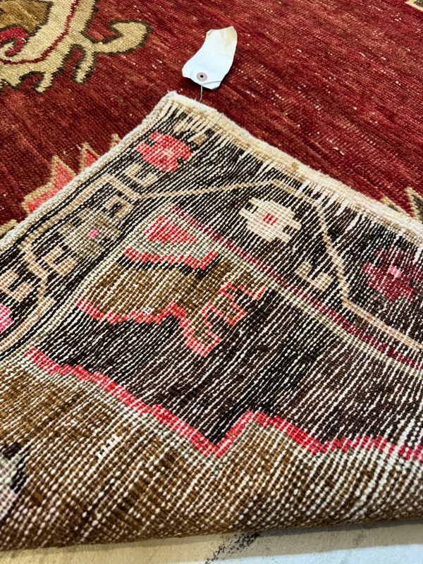 Oriental Hand-Knotted Wool Gallery Size Turkish Oushak Red/Ivory/Gold 6'10" x 10 gallery