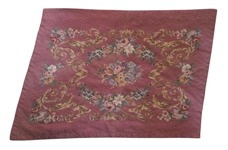 Antique Wool Needlepoint Aubusson Floral Rug 4x6 Handmade Tapestry Rhombus Shape gallery