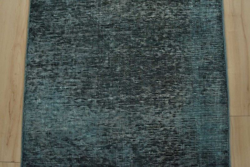 Vintage Overdyed Runner 2’3” x 11’8” Blue Wool Hand-Knotted Carpet gallery