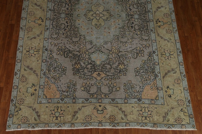 Hand-Knotted Distressed Gray Over-Dyed Area Rug 8x11 Ft Oriental Living Room Rug gallery