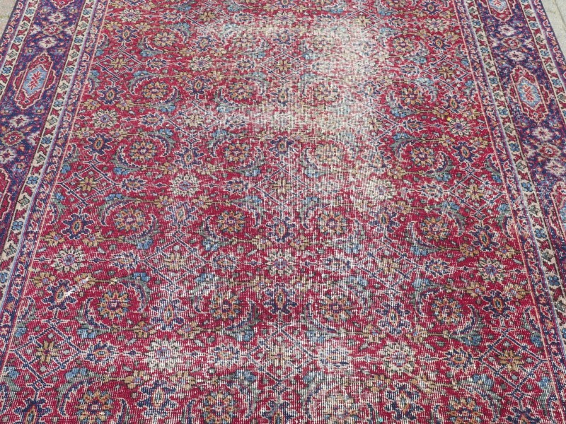 Turkish Rug, Handmade Rug, Vintage Area Rugs, Distressed Wool Carpet 67"x109" gallery