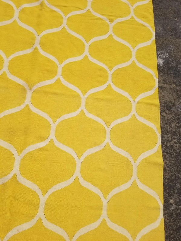 Vintage Traditional Handmade Oriental Wool Yellow Kilim Rug Carpet 7.8x5.4 ft gallery