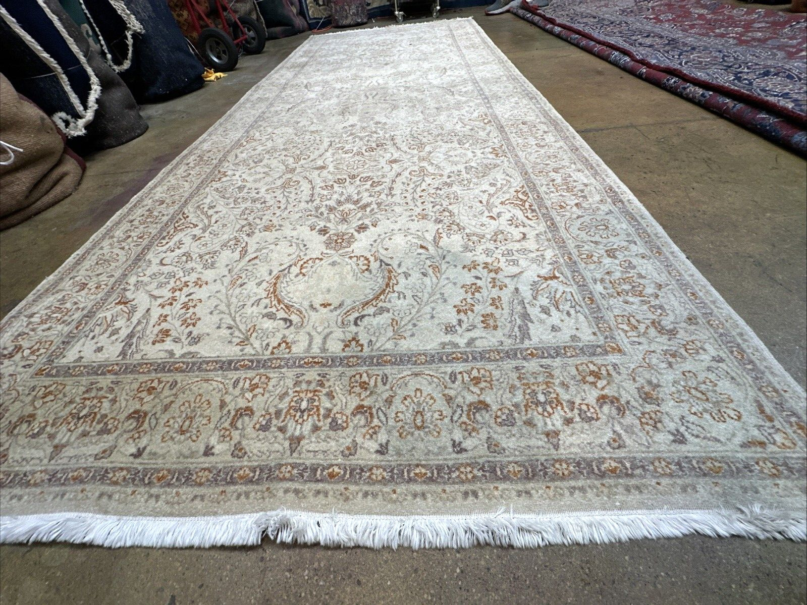 Auth: Vintage Cairo Runner Wool Pastel Botanical Quality Floor ART 4x10 NR gallery