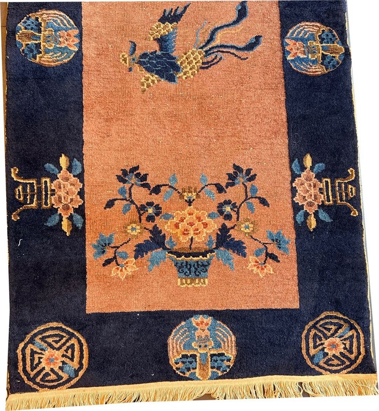 An Antique 3' x 6' Art Deco Chinese Rug Circa 1920 gallery