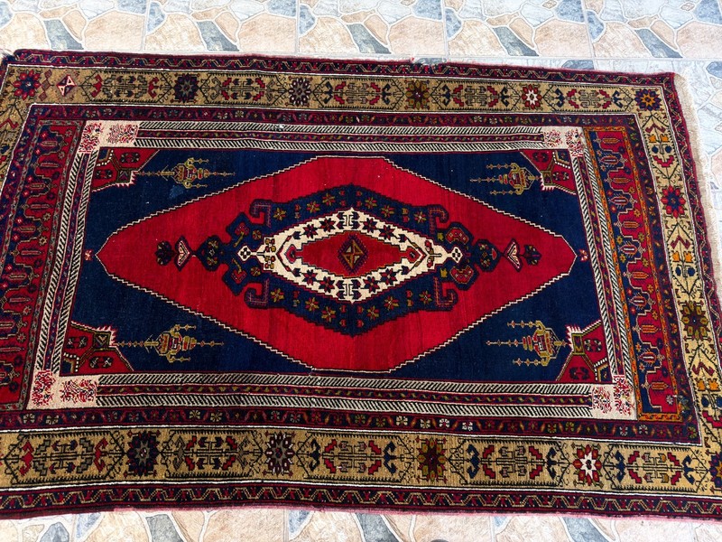1970s Geometric Turkish Vintage Area, Tribal Handmade Anatolian Rug 4.1x6.5 ft gallery