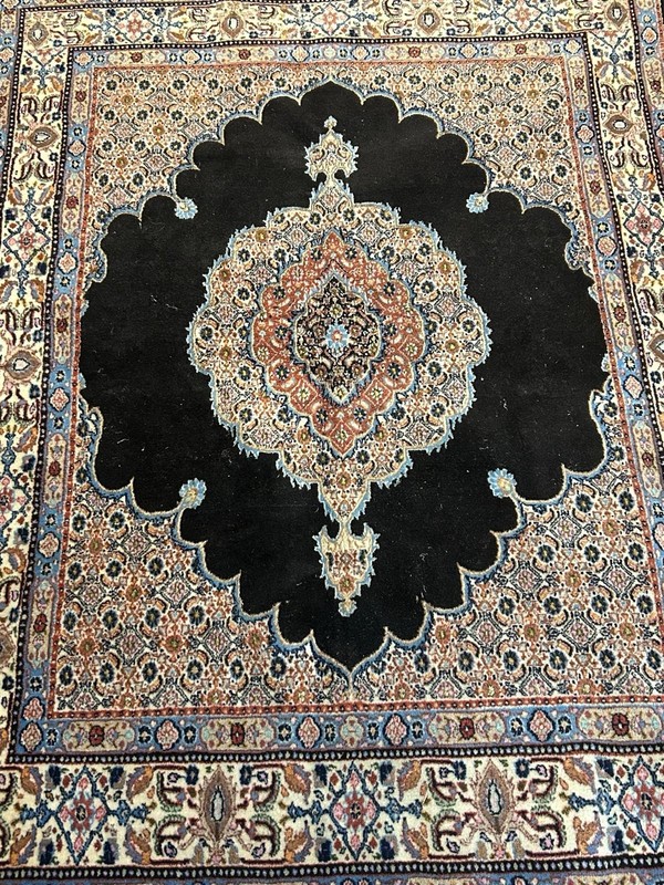 Navy Blue Floral Antique Rug 6.5 X 4.75 Ft Handmade gallery
