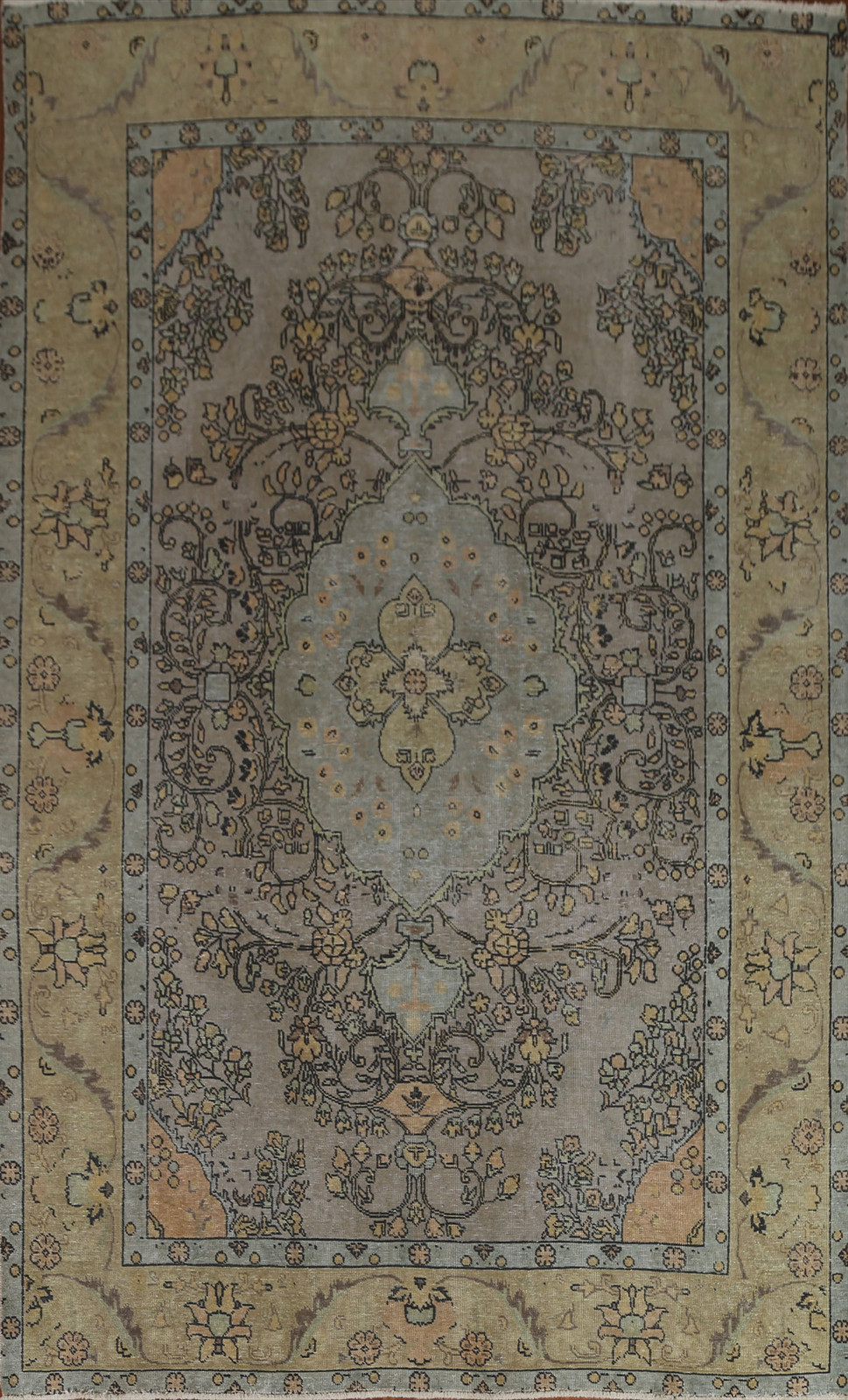 Hand-Knotted Distressed Gray Over-Dyed Area Rug 8x11 Ft Oriental Living Room Rug gallery