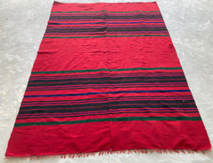 Vintage Traditional Handmade Turkish Striped Wool Kilim Rug 200×141 cm