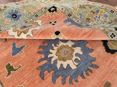 Muted Orange Oushak Rugs 10×14 ft Hand Knotted Woolen Turkish Floral Area Rug
