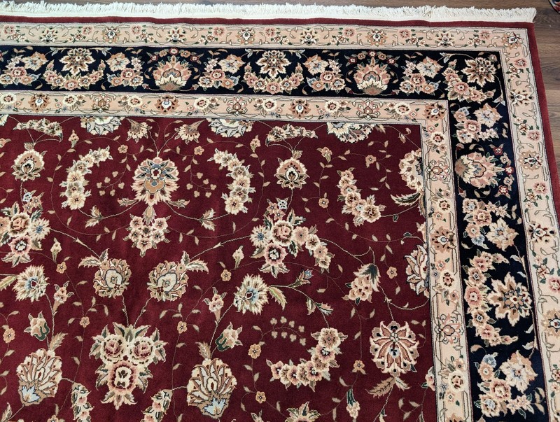 Sino Per'sian Rug 9x12, Burgundy and Navy Blue, Allover Pattern, Fine 290 KPSI gallery