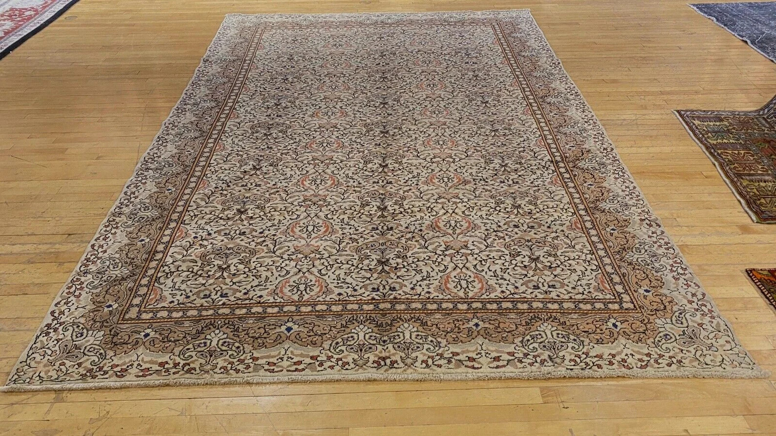 Early 1930's Antique Wool Pile Muted Dye Armenian Hereke Area Rug 7’7”x11’4” gallery