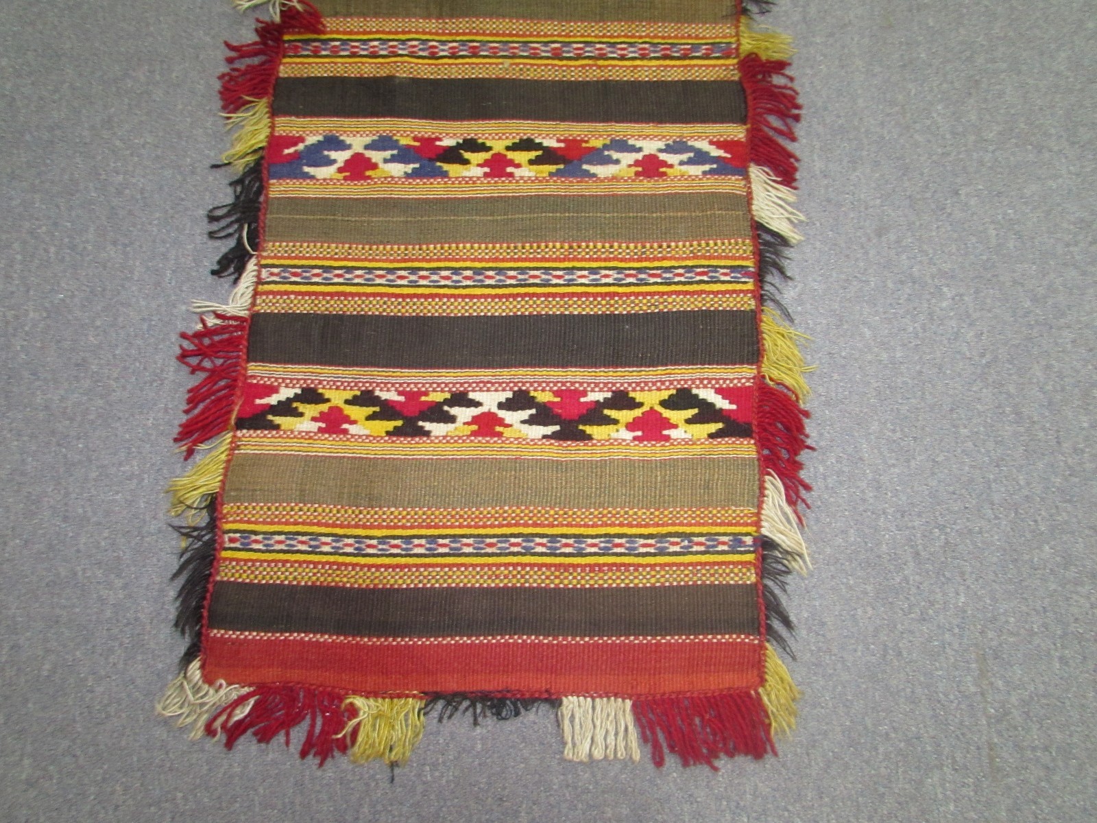Vintage Mediterranean Moroccan Wool Hand Woven Kilim 20" x 66" Handmade rug gallery