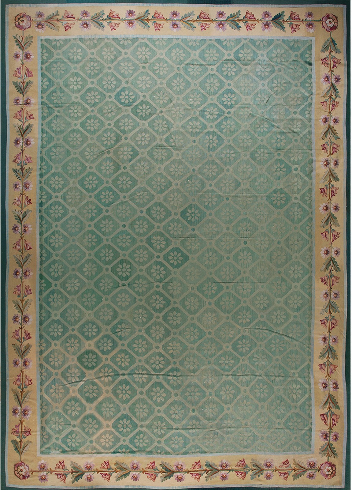 11'x16' Antique Large Aubusson French Allover Geometric Flat Weave Rug gallery