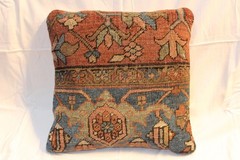 One of a Kind Handmade Pillow made of Antique GENUINE Serapi Rug 19th century