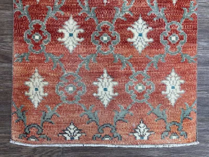2x5 Vintage Red Turkish Runner, Hand-Knotted Wool Rug, Small Oushak Runner gallery