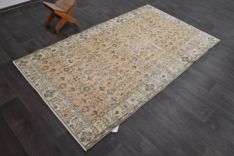 Oushak Turkish Vintage Rug 4x7 Kilim Rug Anatolian Handmade Boho Decor ORANGE gallery