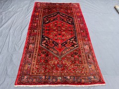 4’4×7’8 ft Caucasian Tribal Geometric Medallion Handknotted Wool Vintage Rug