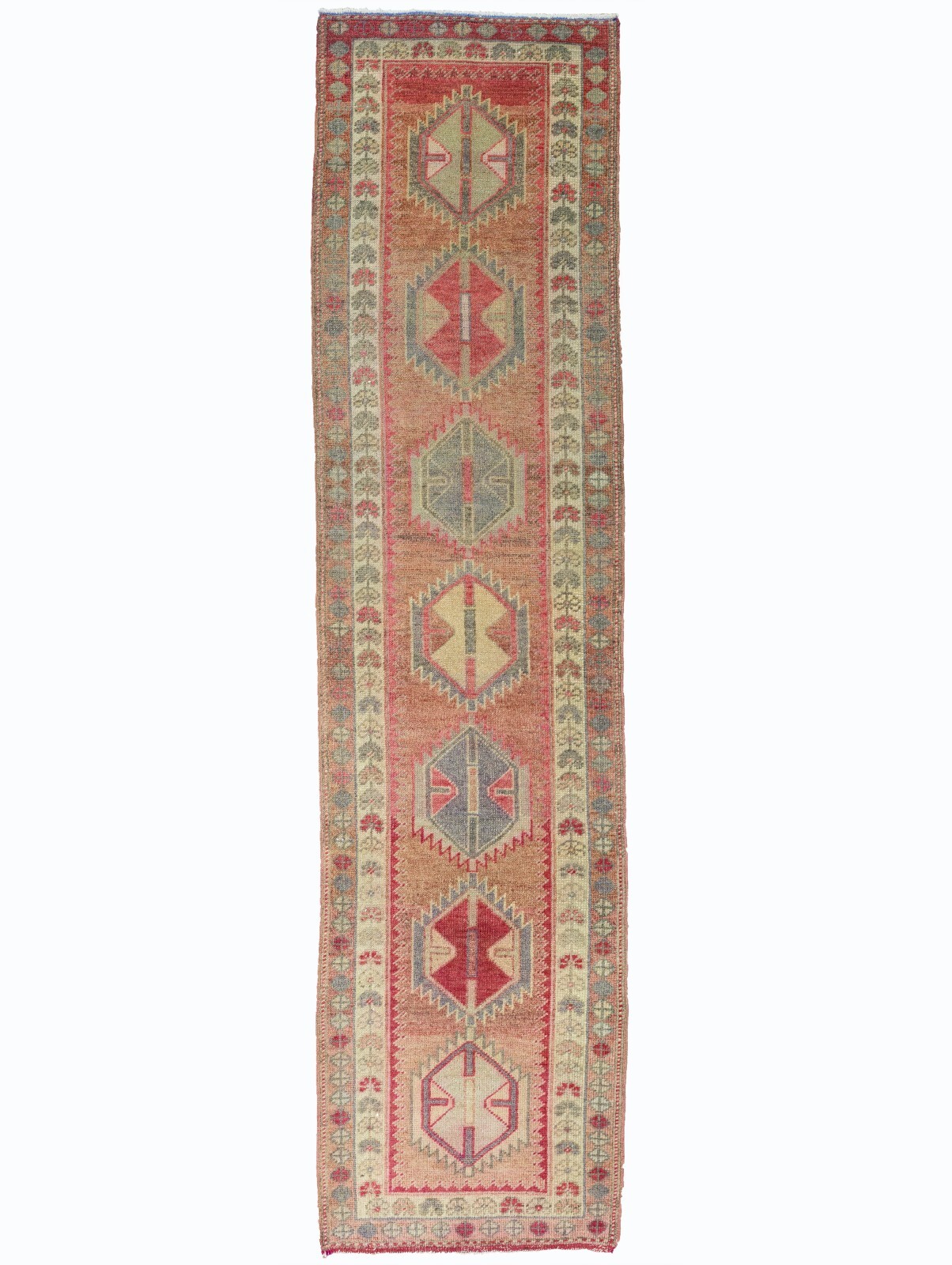 Turkish Oushak Runner – Vintage Wool Handmade Long – 2.11x11.9 ft Hallway Rug gallery