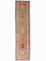 Turkish Oushak Runner – Vintage Wool Handmade Long – 2.11×11.9 ft Hallway Rug