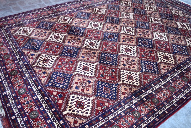 9x12 ft Vintage Afghan Turkmen Oriental Area Rug Red Tan Hand Knotted Wool Rug gallery
