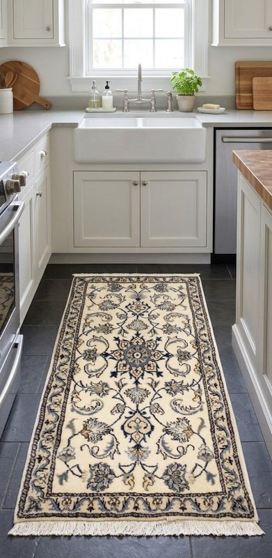 Handmade Wool Oriental Rug Cream Classic Floral Entryway Carpet Decor 2'3X4'6 ft gallery