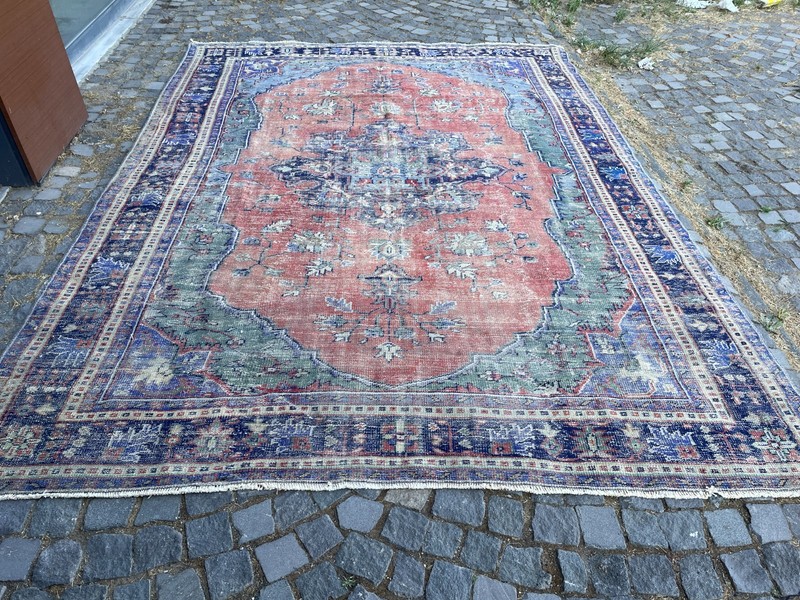 Turkish Vintage Rug, Handmade Wool Rug, Bohemian Large Rug, 8,1 x 11, ft gallery