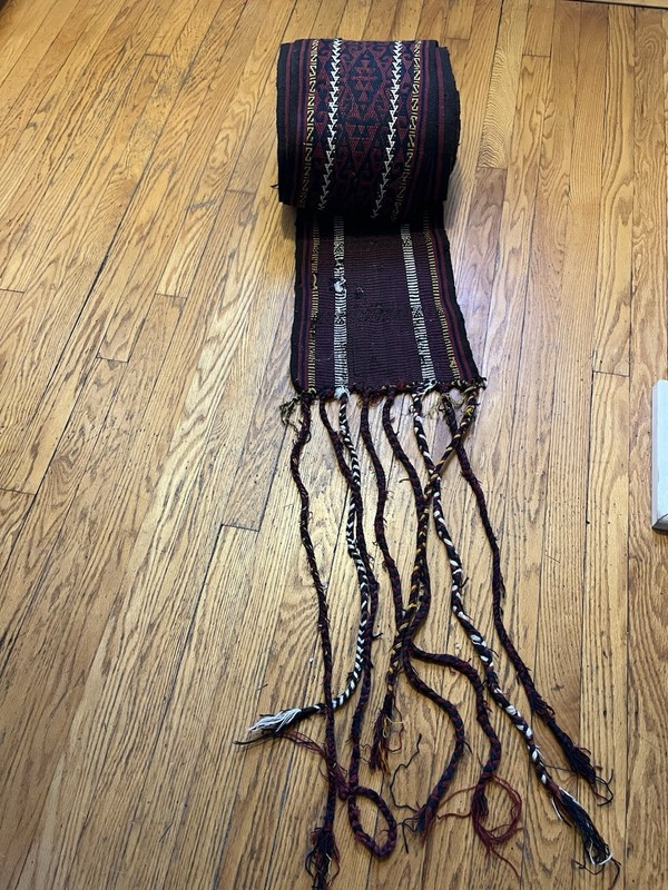 Vintage fabric Turkman Caucasian handwoven tribal tent band wrap, authentic gallery
