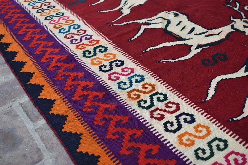 4'4 x 7'7 Hand Woven Vintage Afghan Tribal Persian Pictorial Wool Area Kilim Rug gallery