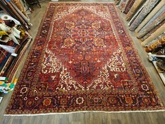Antique handwoven authentic traditional herize design size 11’3″x15’7″cir1930s
