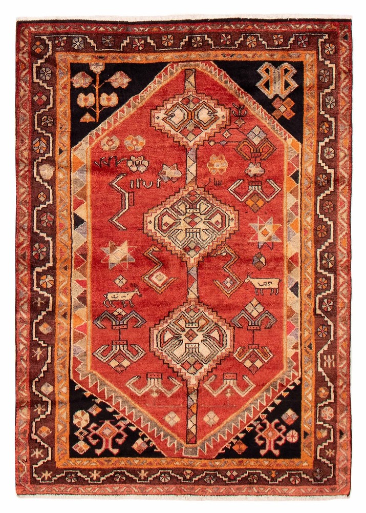 Vintage Hand-Knotted Area Rug 4'7" x 6'7" Traditional Oriental Wool Carpet