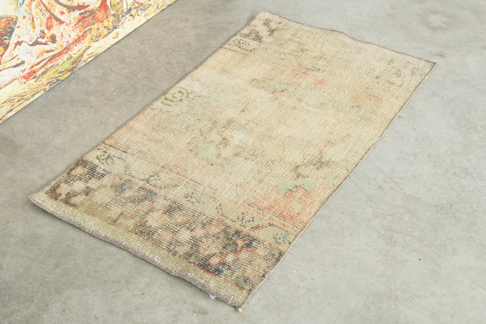 2x3 Turkish Door Mat Rug Hand-Knotted Mini Carpet Vintage Small Rug Boho,568