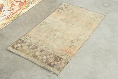 2×3 Turkish Door Mat Rug Hand-Knotted Mini Carpet Vintage Small Rug Boho,568