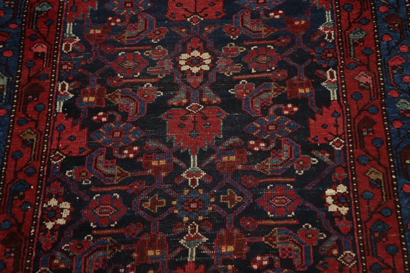 Antique Vegetable Dye Blues Wool Hand-knotted Traditional 16 ft Runner Rug 4x16 gallery