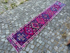 Carpet, Turkish rug, Vintage rug, Handmade rug, Runner, Wool | 2,0 x 10,9 ft