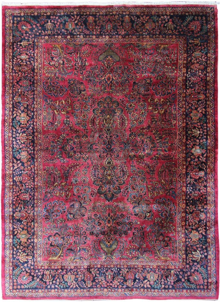 9X12 Antique Rug Fine Manchester Wool Traditional Rose Red 259cmx359cm c.1890