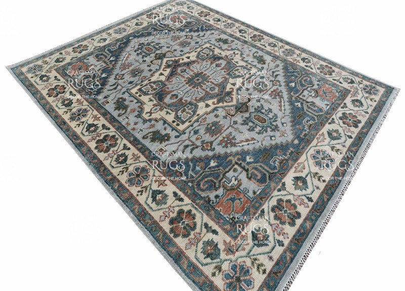 8x10 Light Blue & Ivory Hand made Traditional Living Area Rugs, 8x10ft gallery