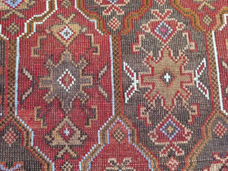 Turkish Kilim Wool Rug, Handmade Floor Carpet, Embroidery Area Rugs 75"x102" gallery
