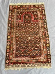 Afghan Prayer Rug 3 x 4’8 – Distressed Hand Knotted Tribal Wool Vintage Rug