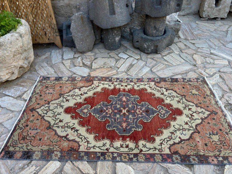 Hand-Woven Area Oushak Carpet 3x7 Pale Orange Wool Traditional Rug Home gallery