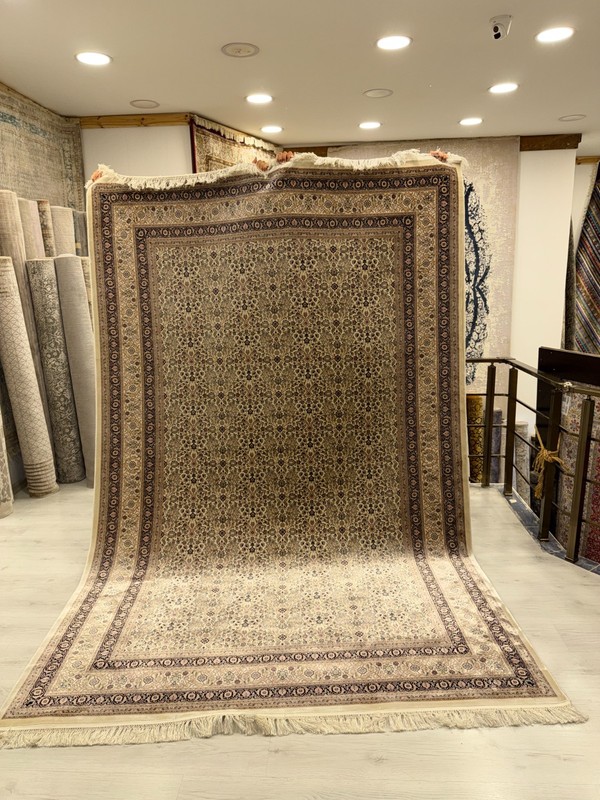 Beige Turkish Silk Rug 7x10 ft Luxury Oriental Area Rug Floral Carpet Decor gallery